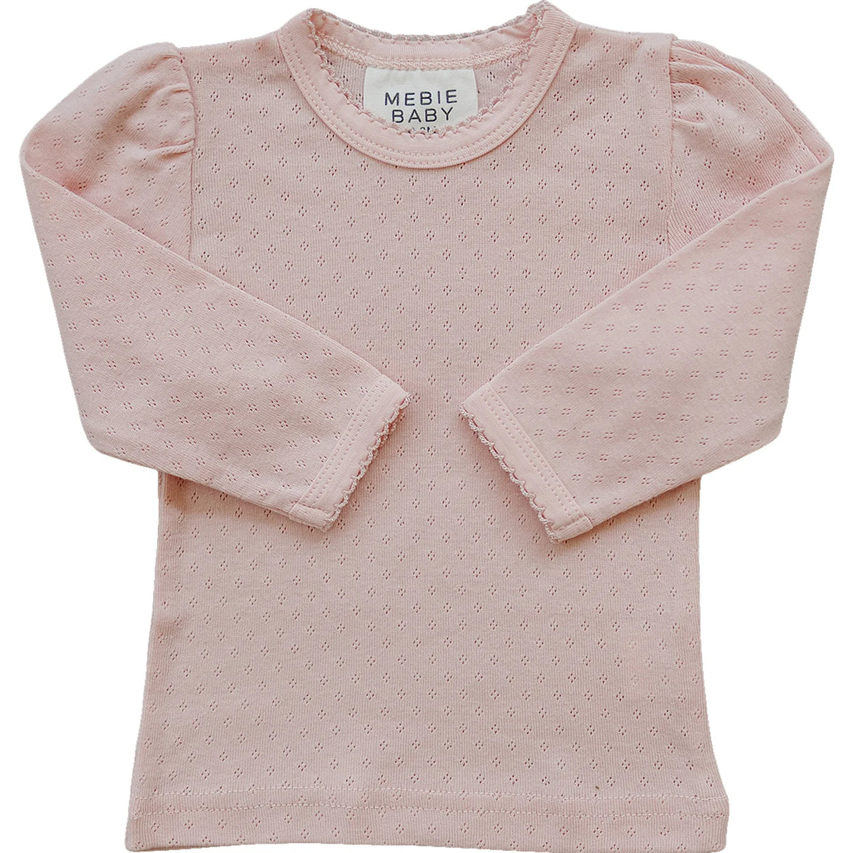 Mebie Baby Pink Pointelle Long Sleeve Tee