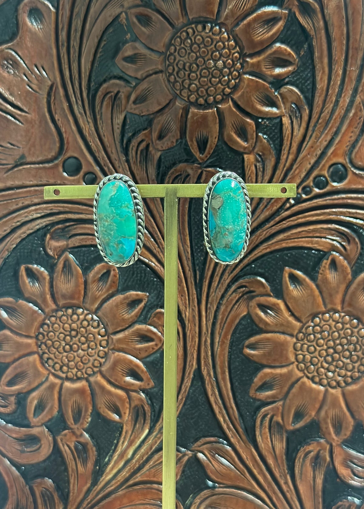 Turquoise Oval Post Earrings