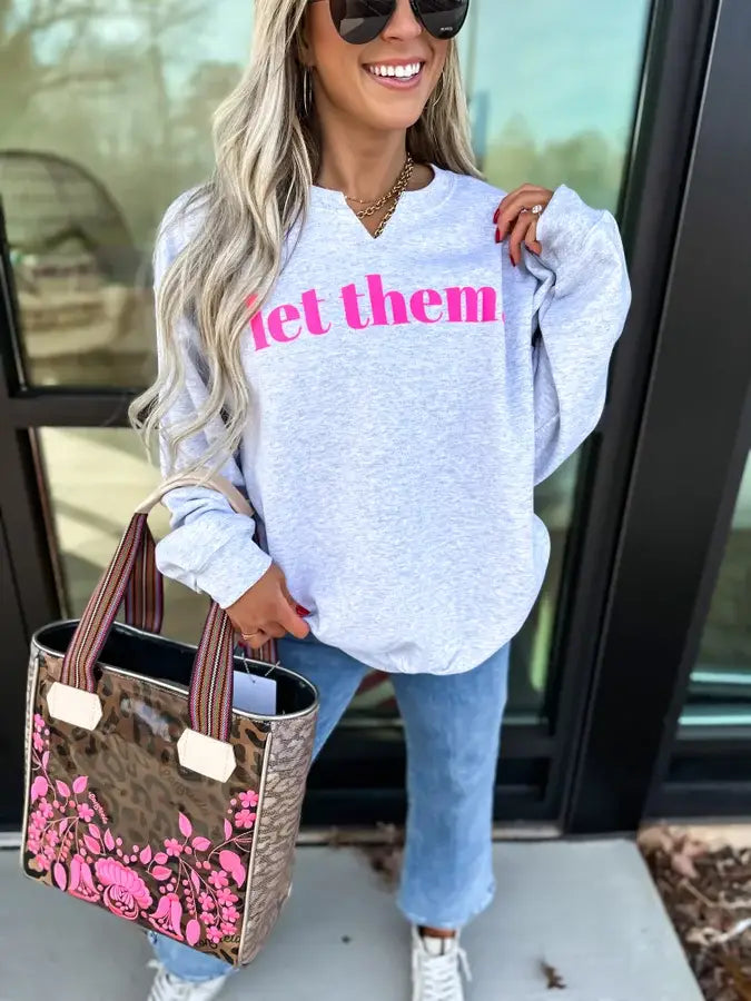 Let Them Split Neck Crew Sweatshirt