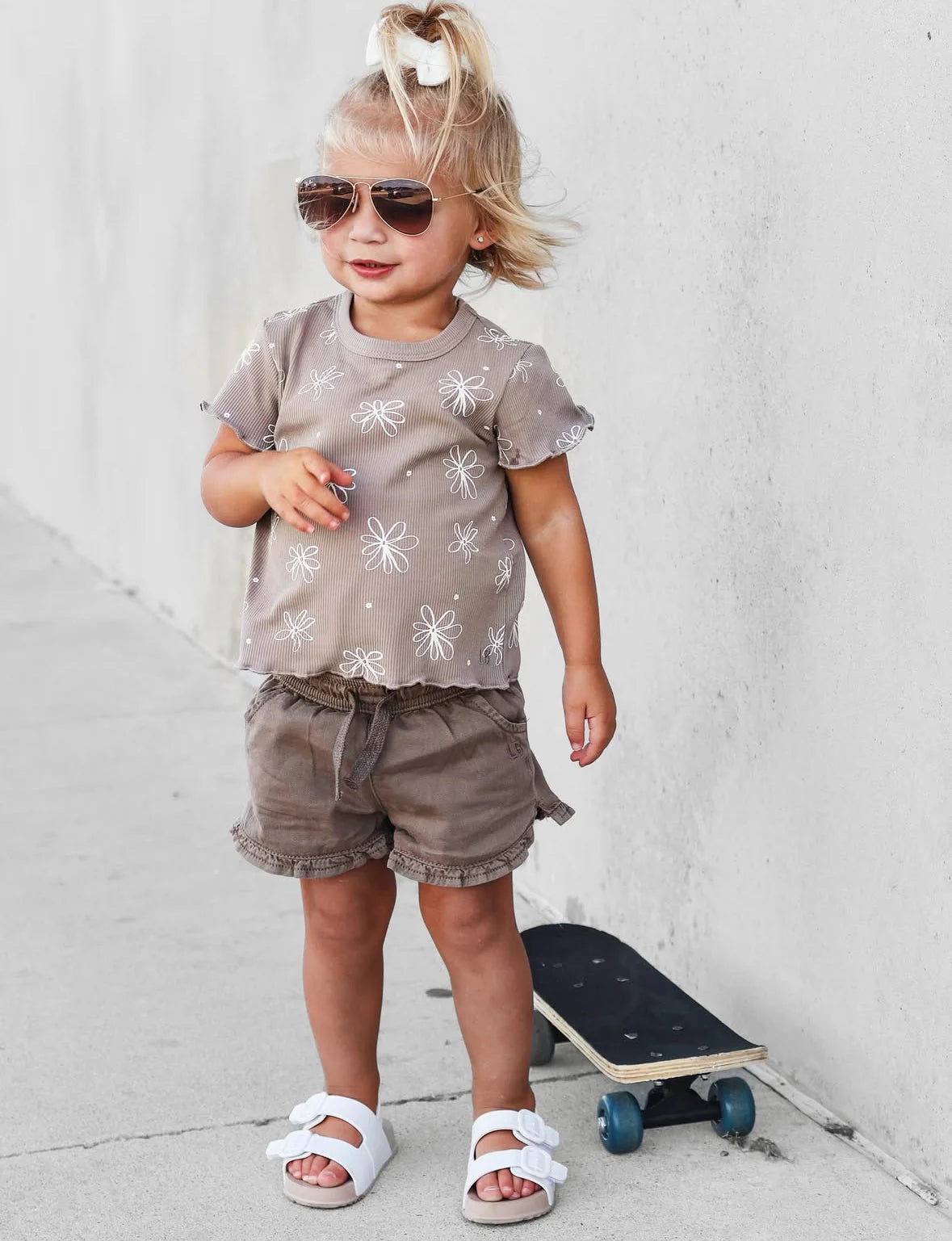 Little Bipsy Ruffle Cotton Twill Short - Mushroom