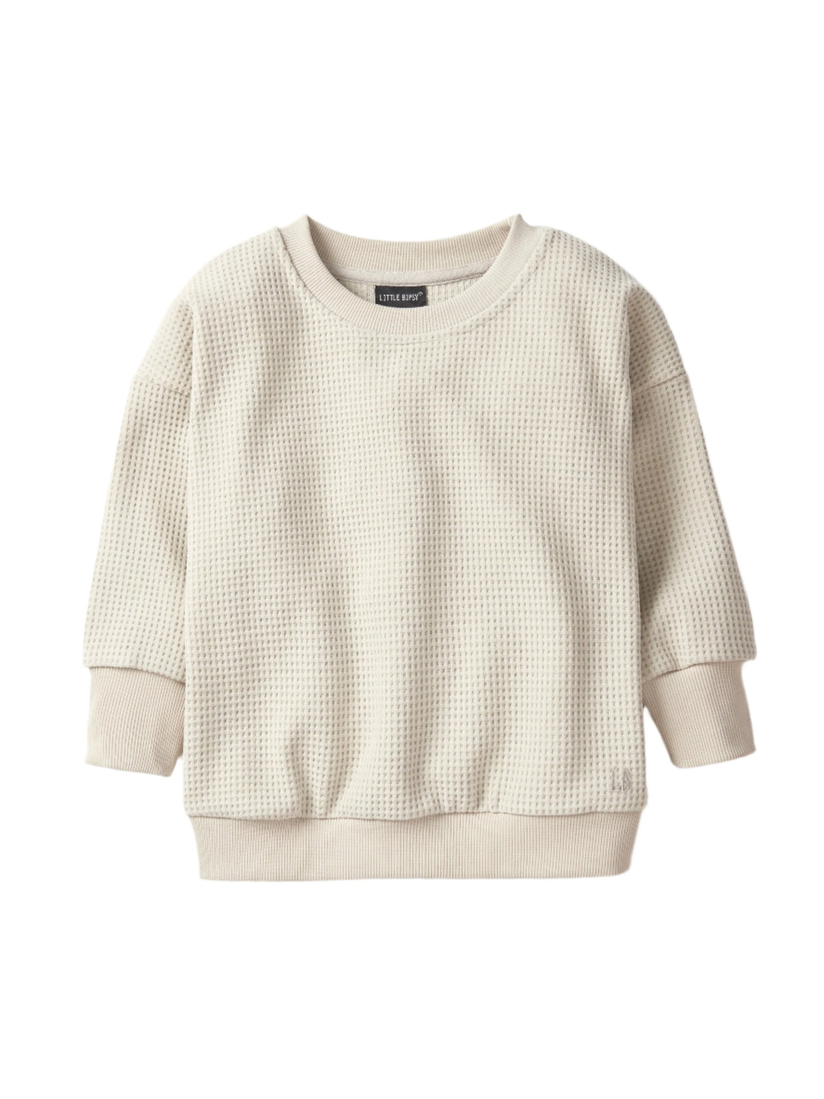 Little Bipsy ELEVATED WAFFLE CREWNECK - GREIGE