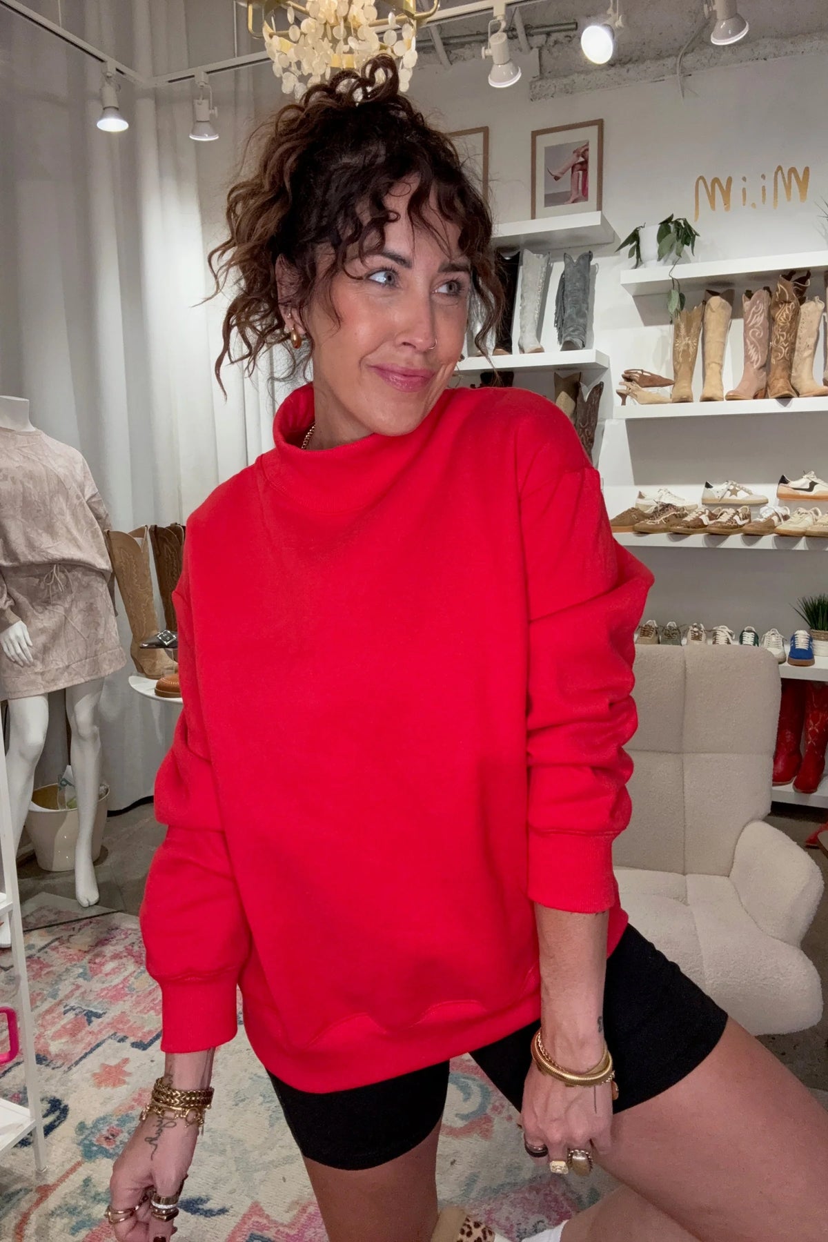 Red Mockneck Sweatshirt