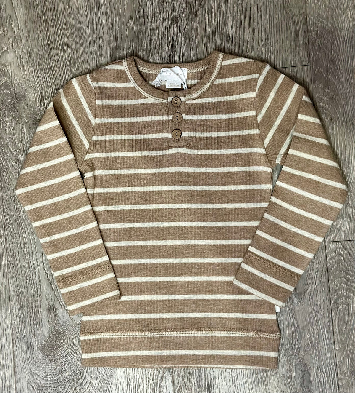 Jamie Kay- Organic Cotton Fine Rib Long Sleeve Top - Elias Stripe Sable Marle