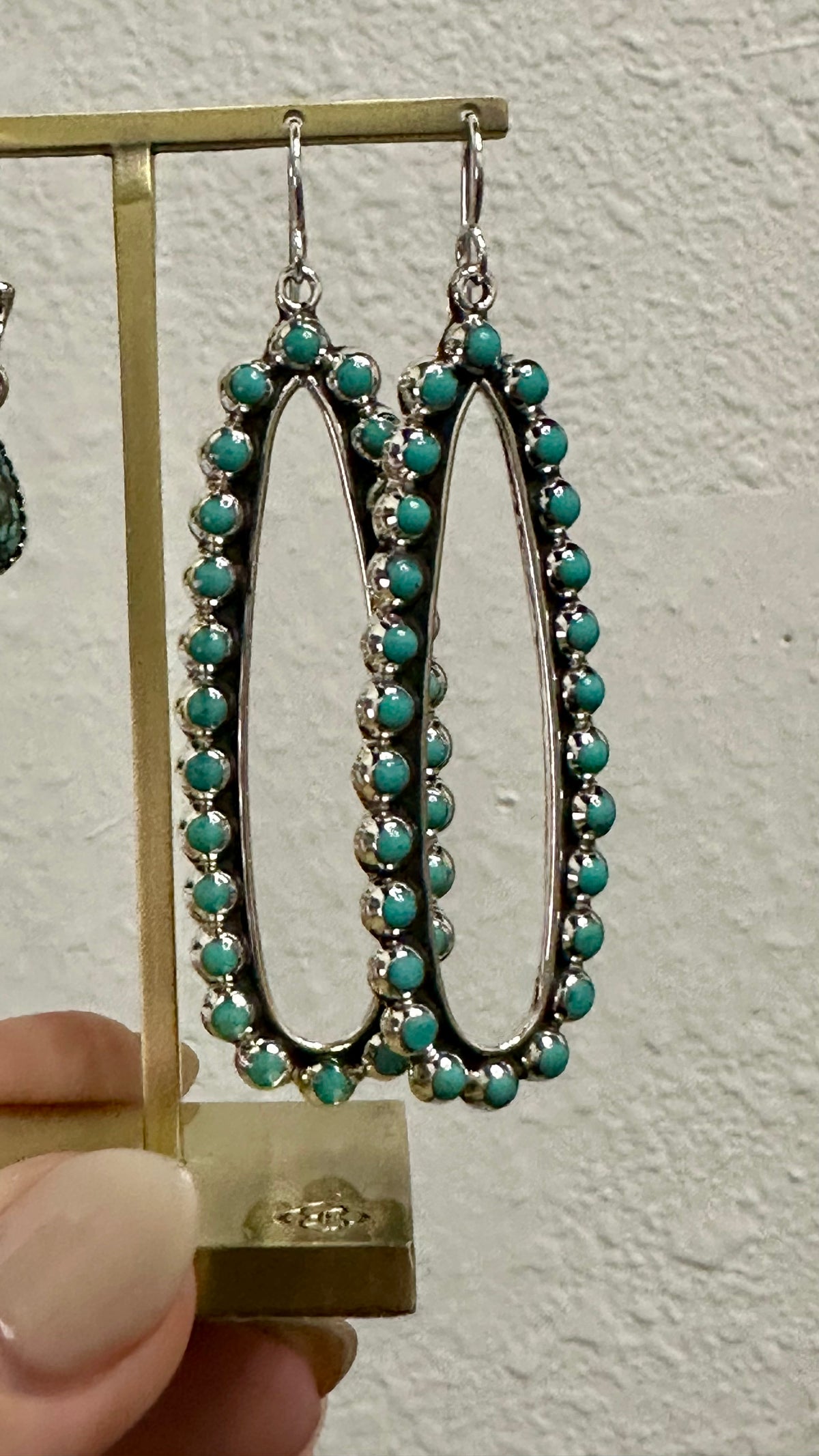 Teardrop Turquoise In Lay Hoop Earring