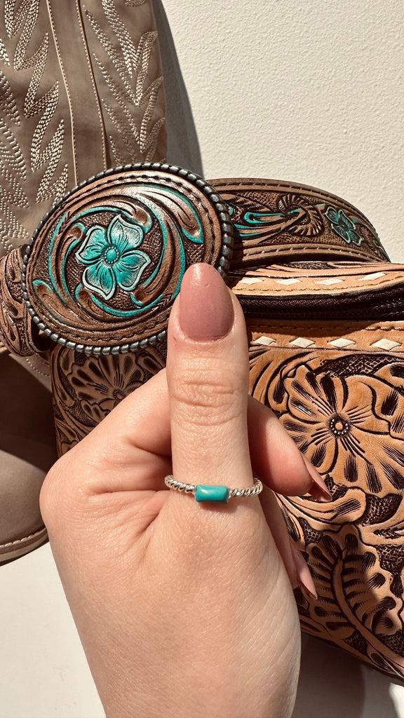 Cable Stacker Turquoise Ring