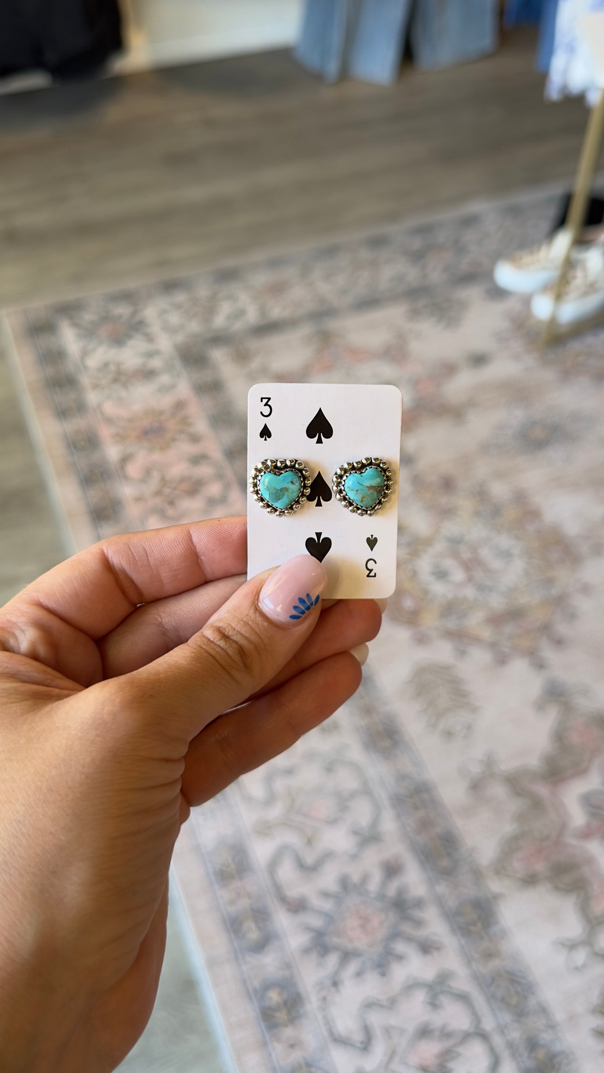 Sterling Silver Turquoise Heart Studs