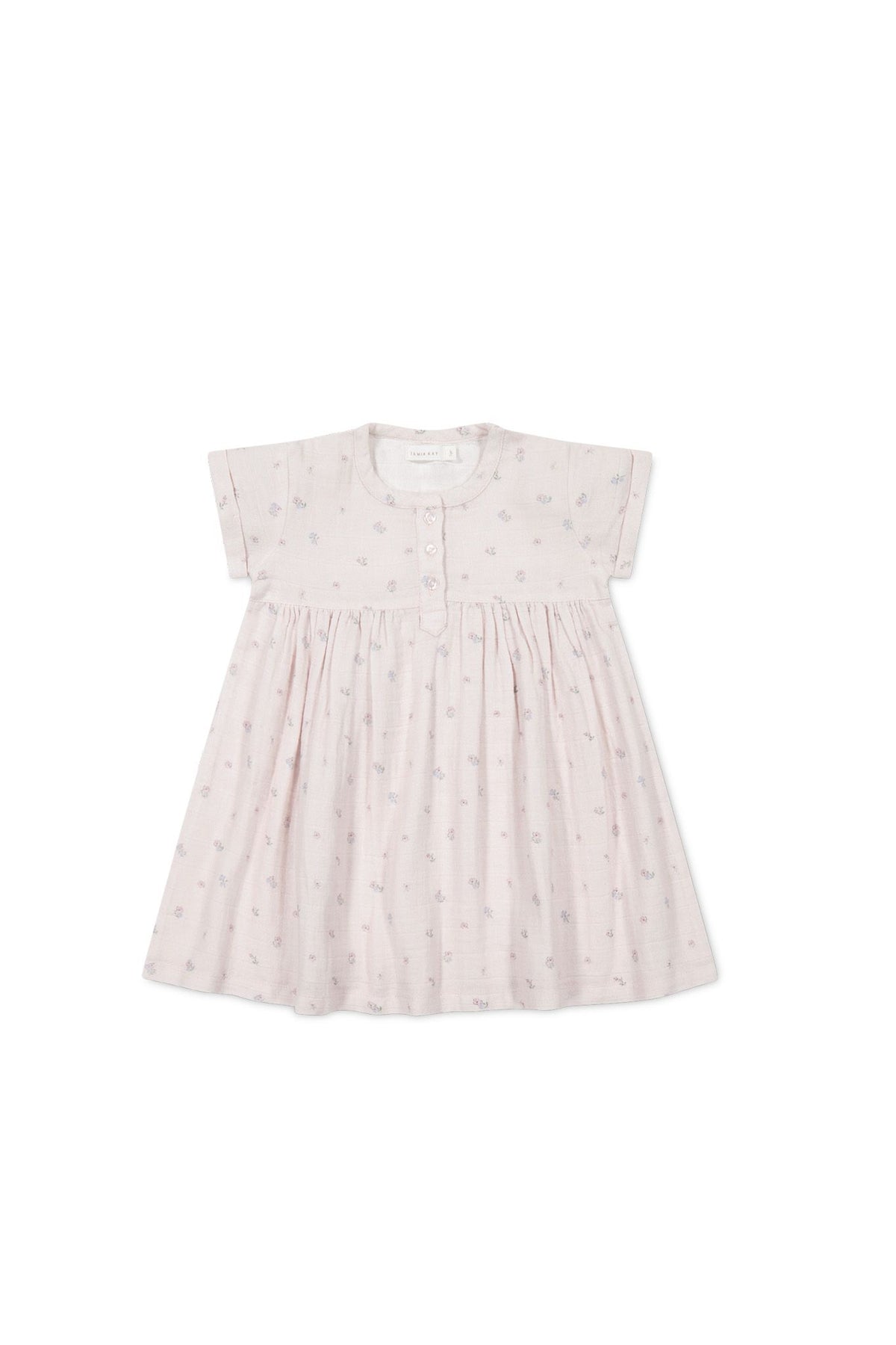 Organic Cotton Muslin Short Sleeve Dress - Meredith Violet