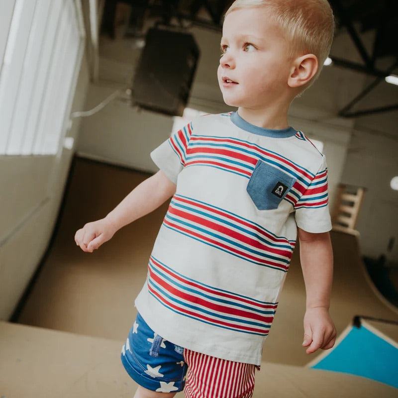Red White and Blue Stripe Kids Tee