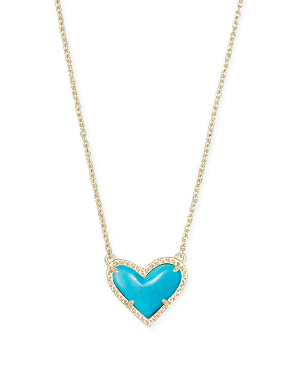 Kendra Scott Ari Heart Pendant Necklace in Variegated Turquoise Magnesite