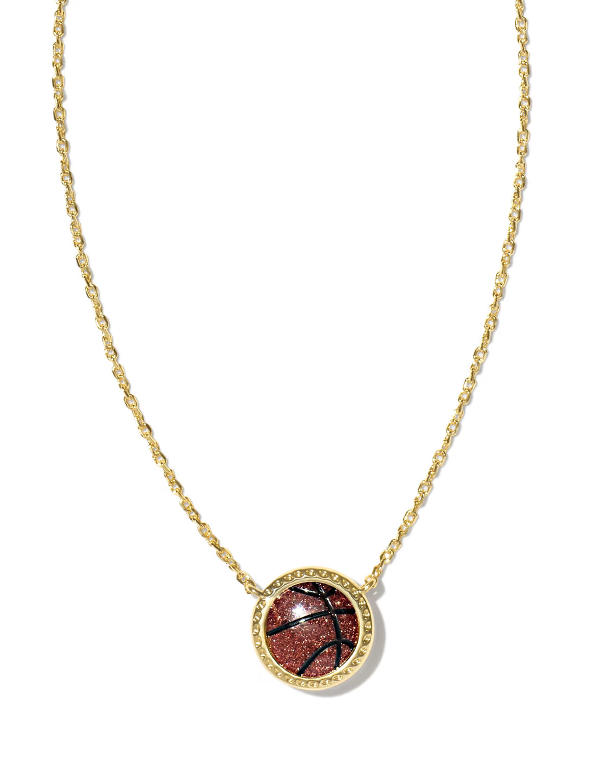 Kendra Scott Basketball Short Pendant Necklace in Orange Goldstone