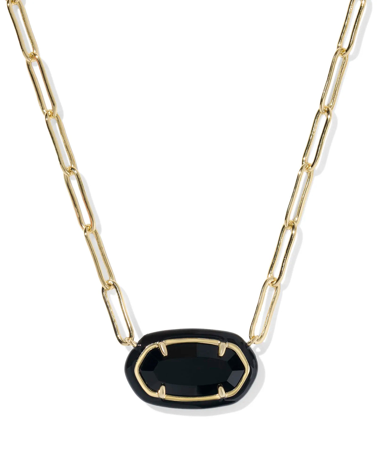 Kendra Scott Elisa Enamel Frame Gold Paperclip Necklace