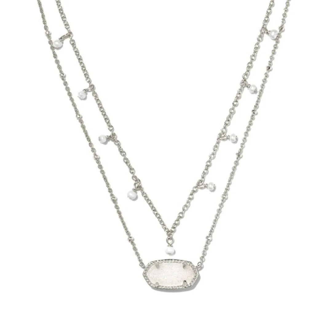 Kendra Scott Elisa Pearl Multi-Strand Necklace in Rhodium
