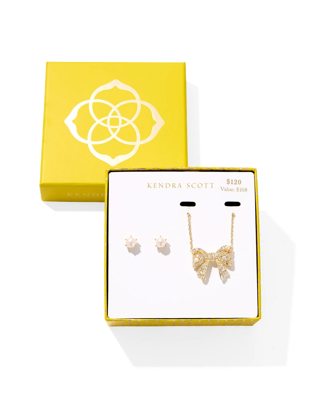 Kendra Scott Krista Gold Bow Necklace and Ashton Earrings Set
