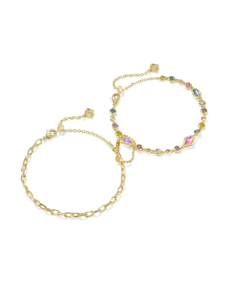 Kendra Scott Mini Elisa and Abbie Gold Set of 2 Delicate Chain Bracelets