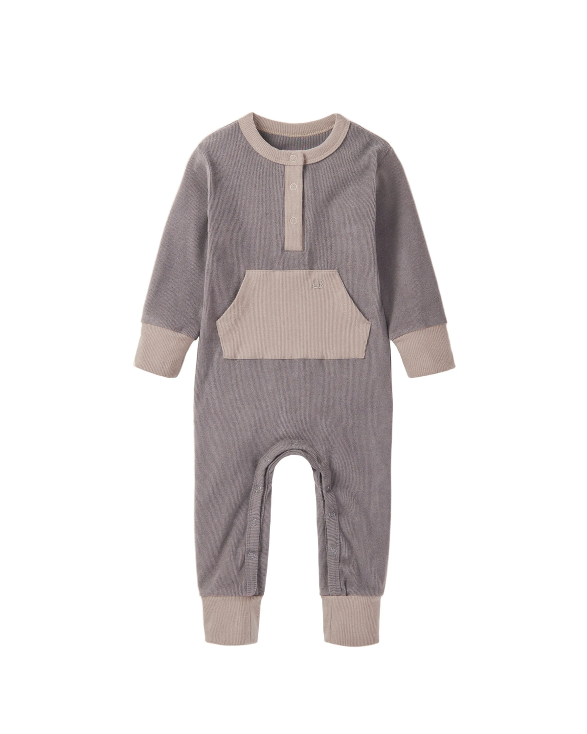Little Bipsy Colorblock Ribbed Romper - Graphite