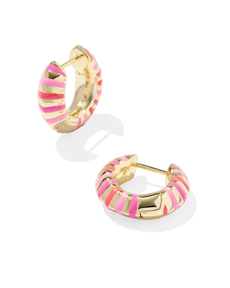 Kendra Scott Mikki Gold Enamel Huggie Earrings