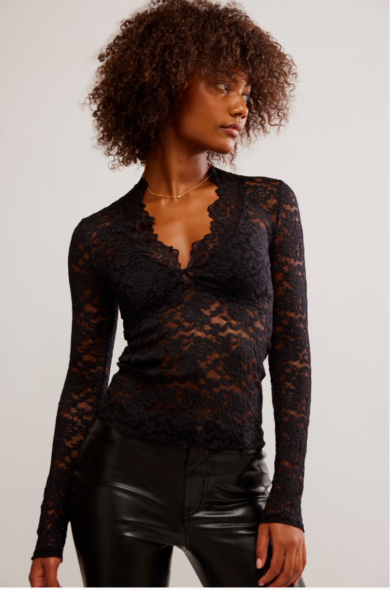 Free People ALL DAY LACE LONG SLEEVE