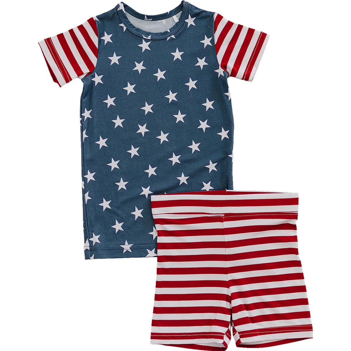 Mebie Baby Stars + Stripes Bamboo Cozy Short Set