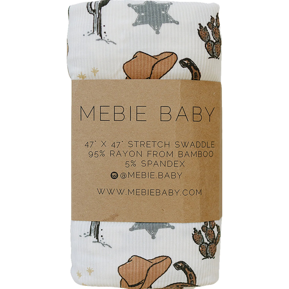 Mebie Baby Outlaw Cowboy Ribbed Bamboo Stretch Swaddle