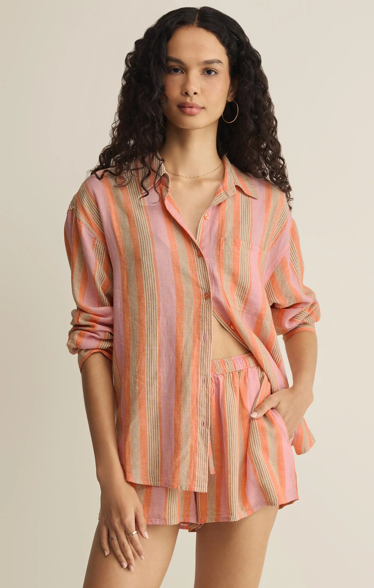 Z Supply The Perfect Striped Linen Button Up
