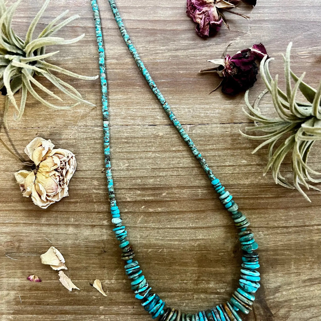 22 Inch Graduated Turquoise Necklace - Tri-Color