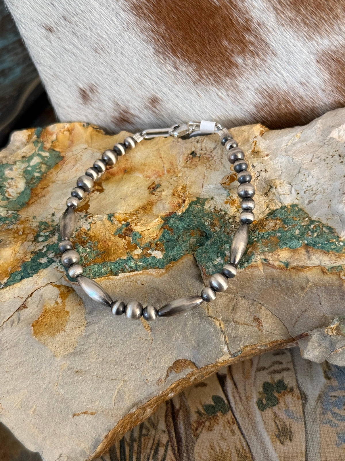 Sterling Pearl Torpedo Bead Bracelet