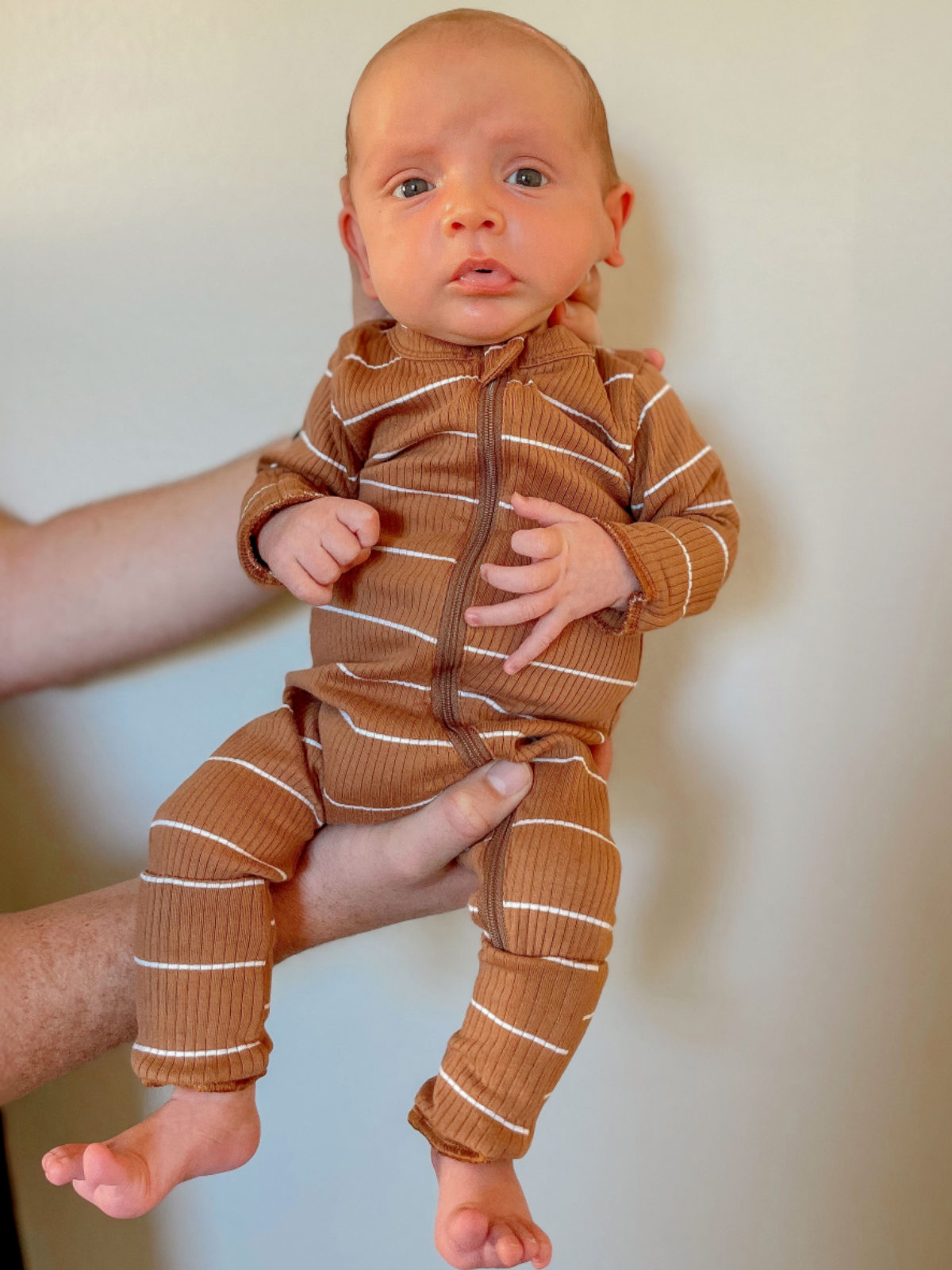 Saddle Stripe / Organic Ribbed 2-Way Zip Romper (Baby-Kids)