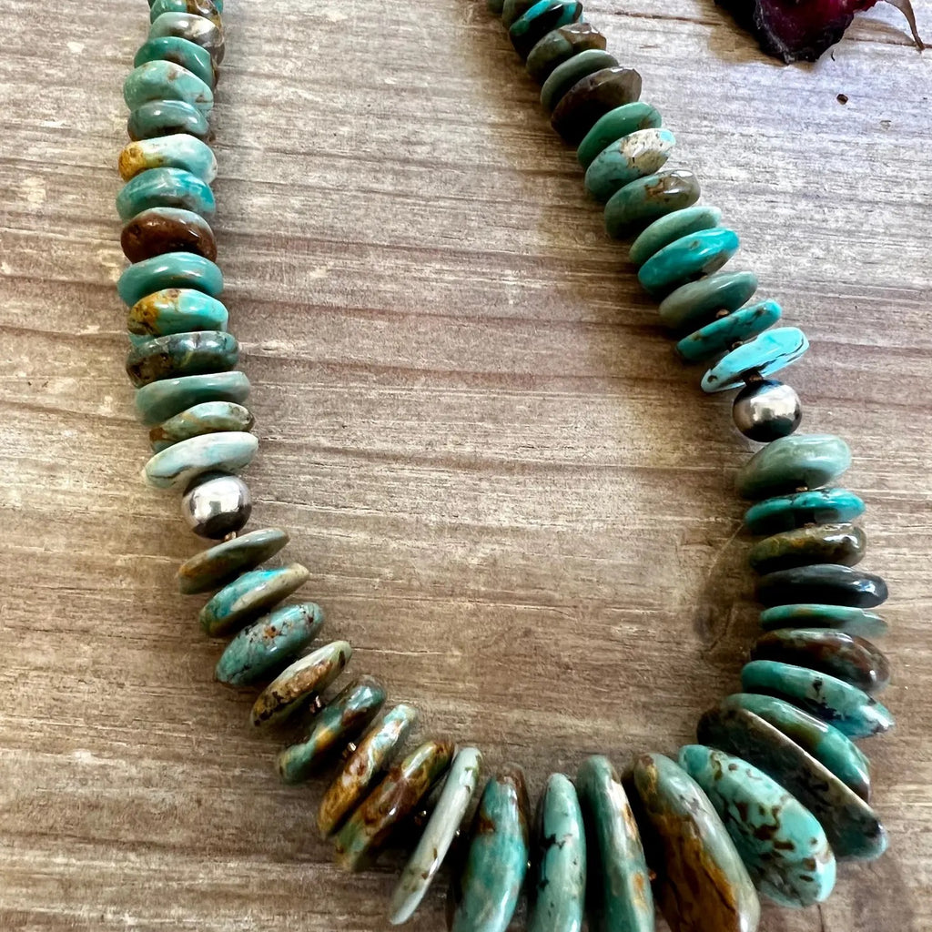 22 Inch Bronze and Graduated Turquoise and Navajos