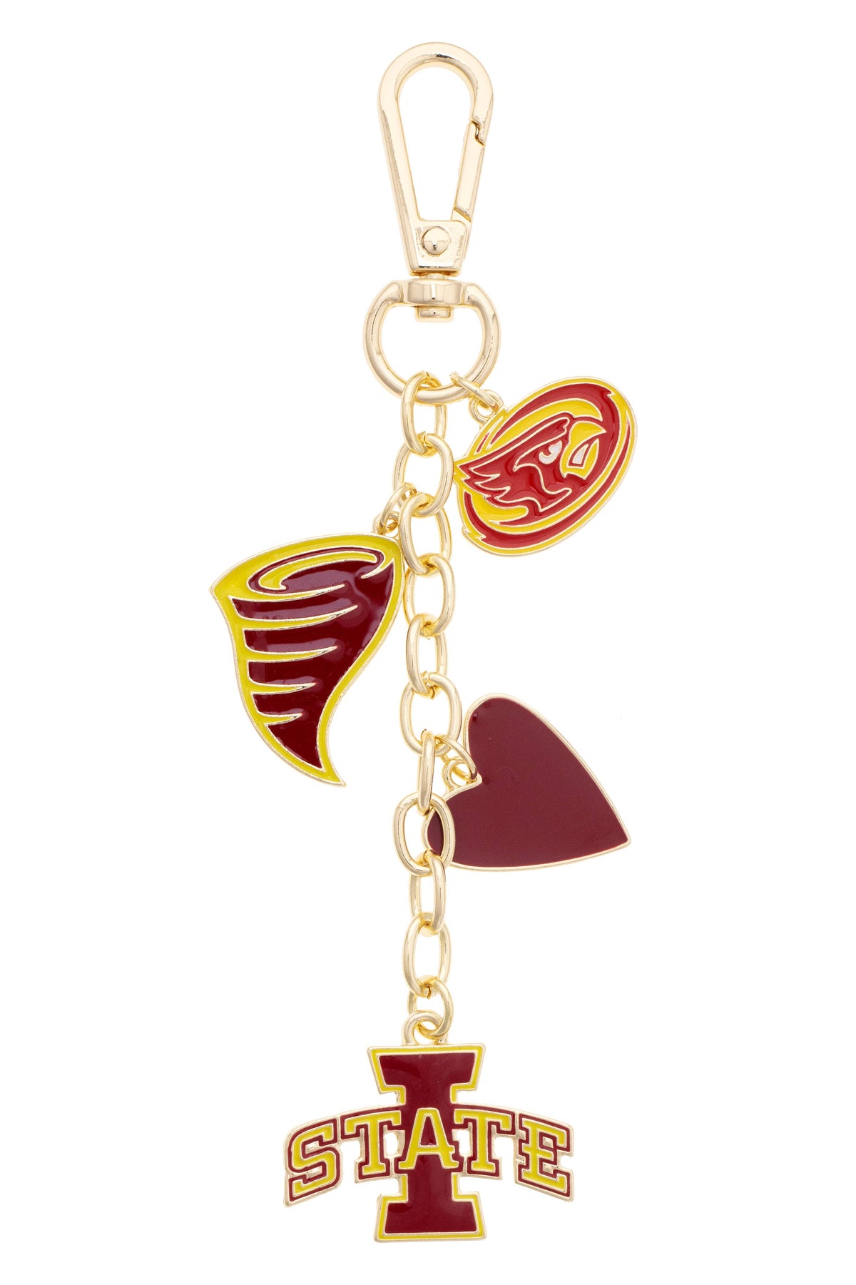 Iowa State Cyclones Heart Cluster Bag Charm