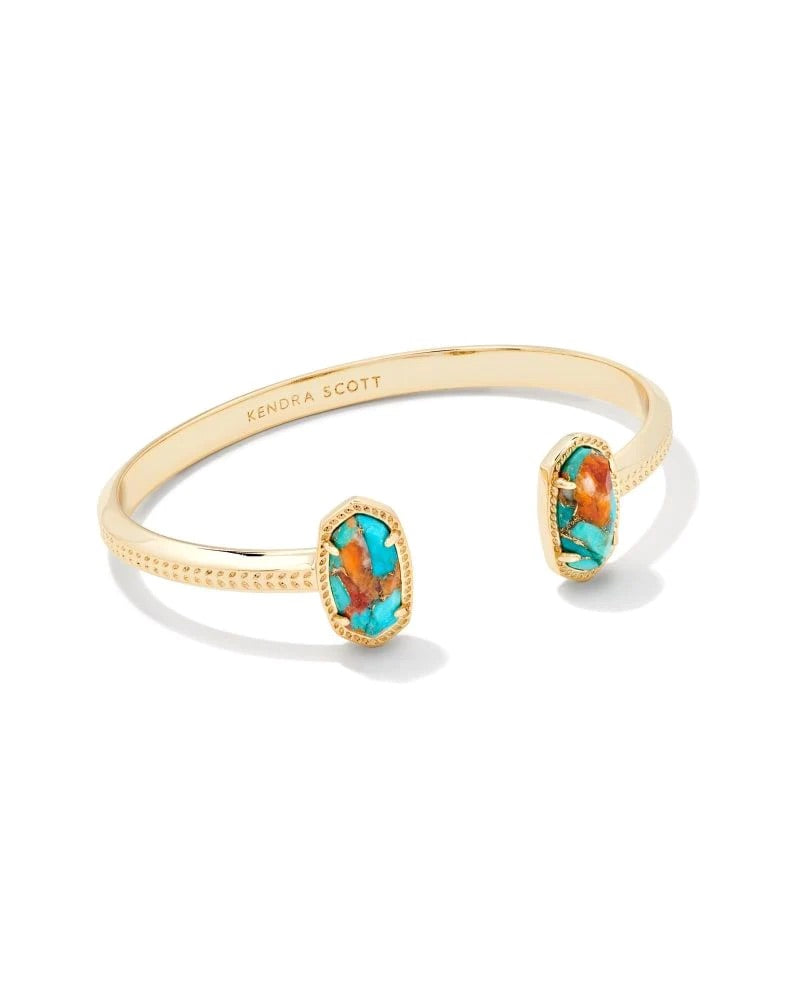 KENDRA SCOTT | ELTON GOLD CUFF BRACELET IN BRONZE VEINED TURQUOISE MAGNESITE RED OYSTER