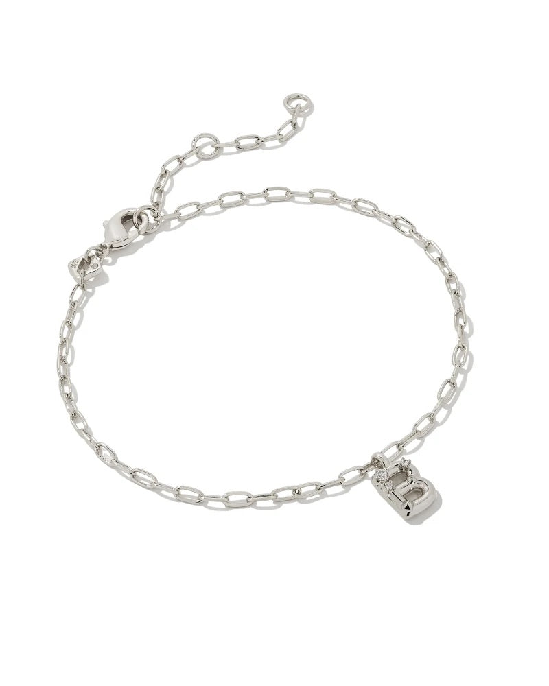 Kendra Scott Crystal Initial Silver Delicate Chain Bracelet