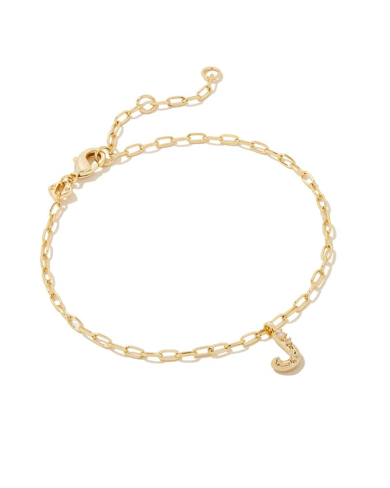 Kendra Scott Crystal Initial Gold Delicate Chain Bracelet