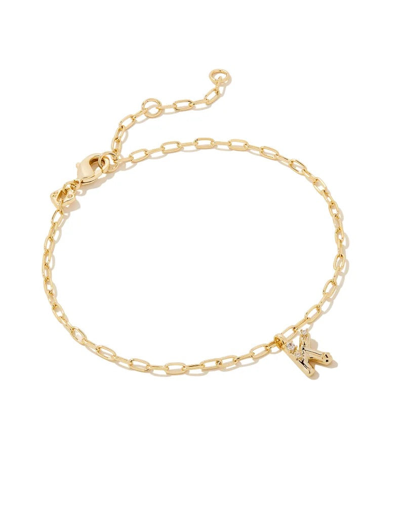 Kendra Scott Crystal Initial Gold Delicate Chain Bracelet