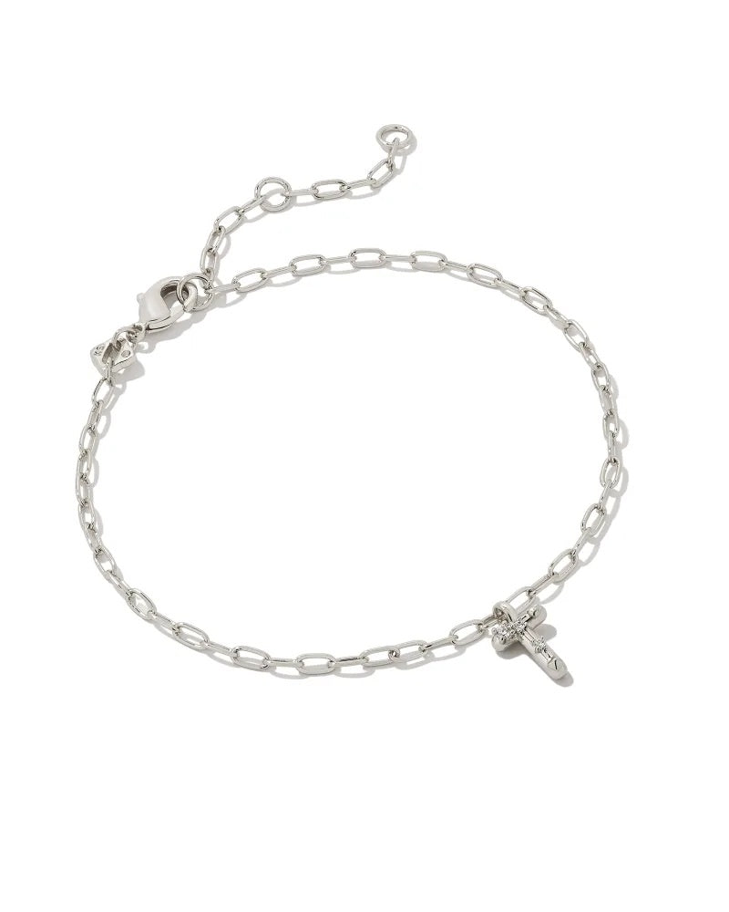 Kendra Scott Crystal Initial Silver Delicate Chain Bracelet
