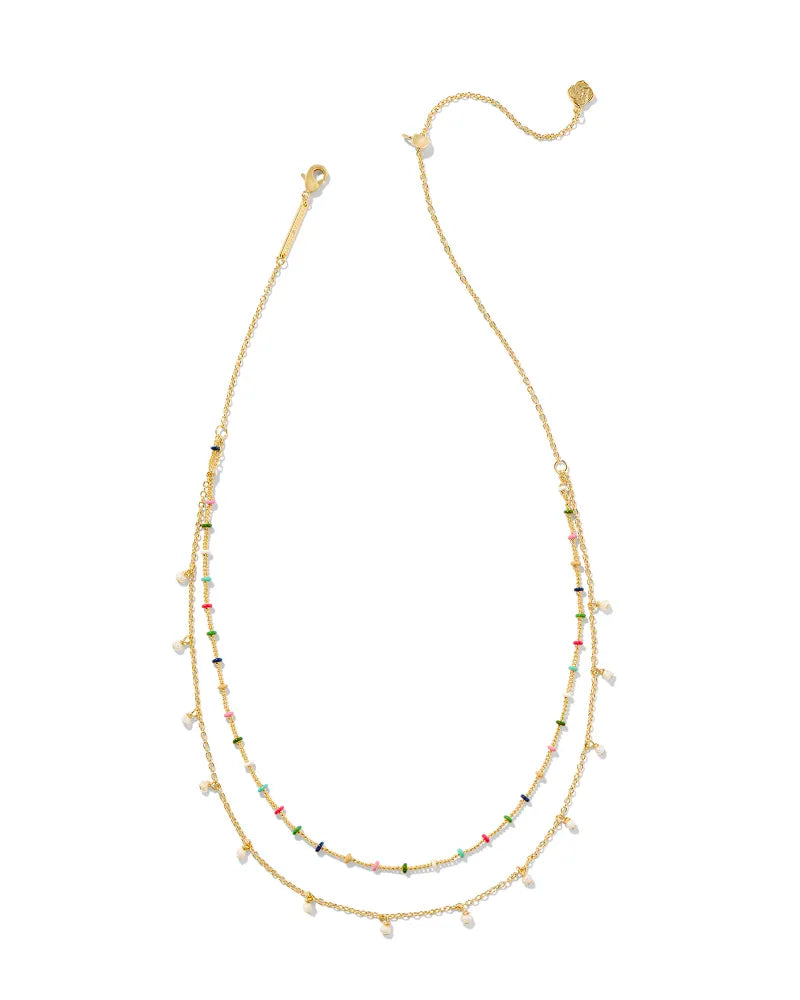 Kendra Scott Eve Gold Multi Strand Necklace in Multi Mix