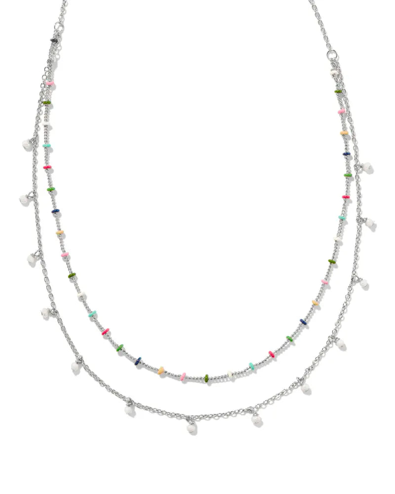 Kendra Scott Eve Silver Multi Strand Necklace in Multi Mix