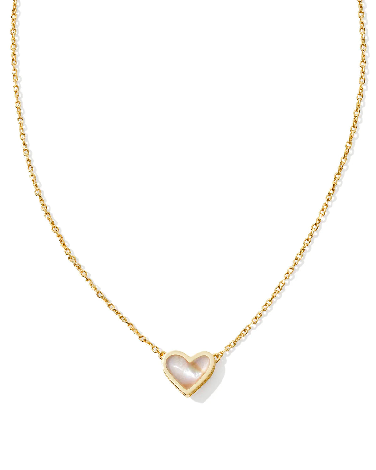 Kendra Scott Framed Ari Heart Gold Short Pendant Necklace in Iridescent Alabone