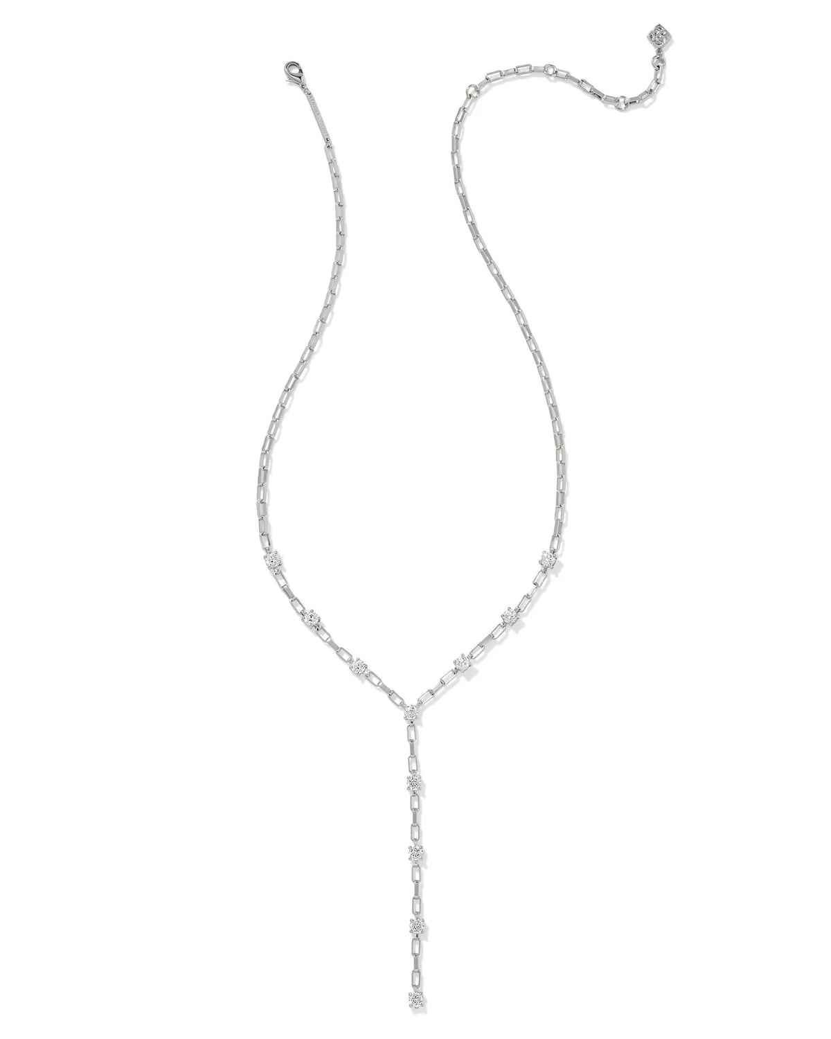 Kendra Scott Lexi Silver Y Necklace in White Crystal