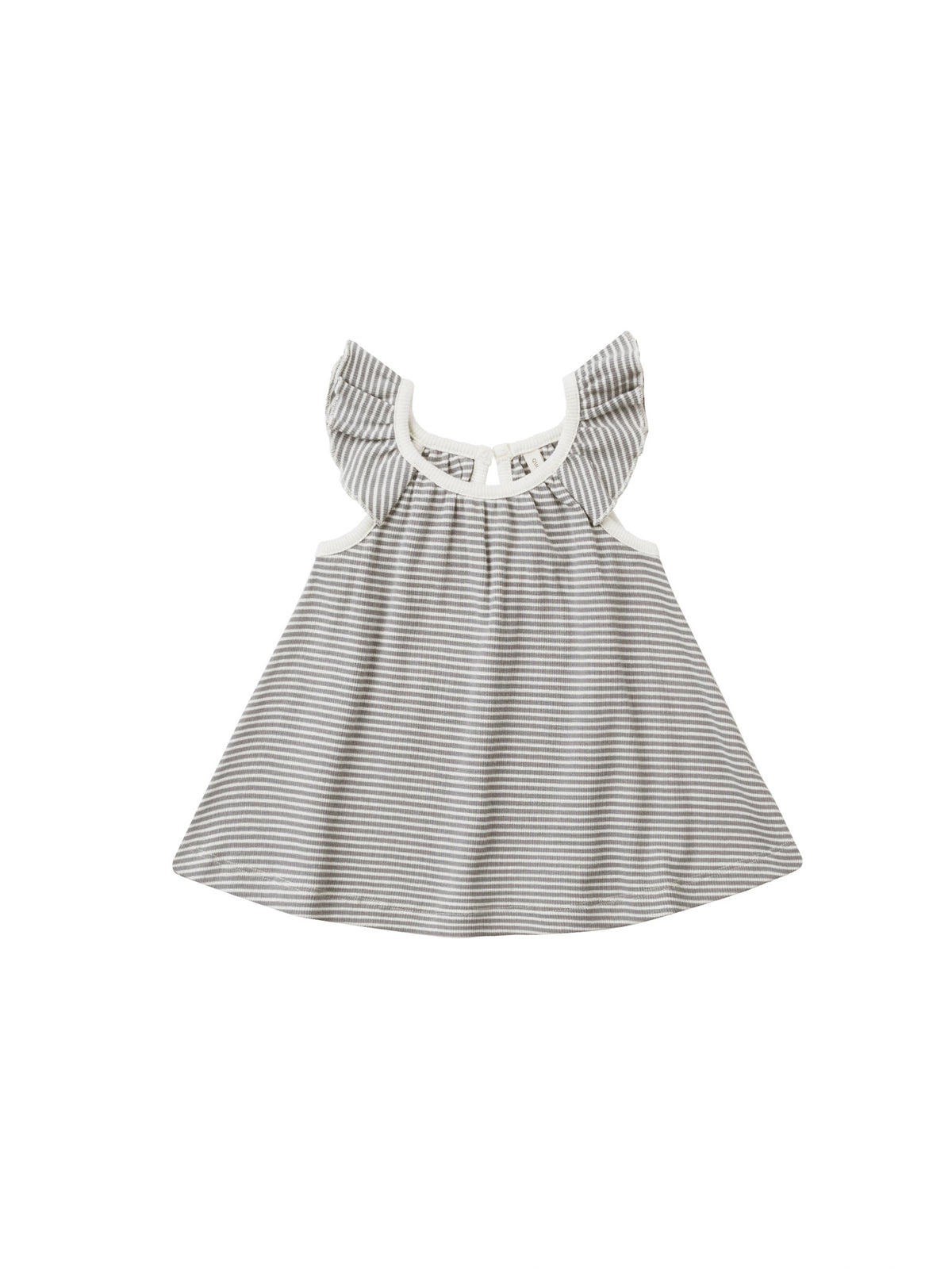 Quincy Mae RUFFLE SWING DRESS || LAGOON MICRO STRIPE