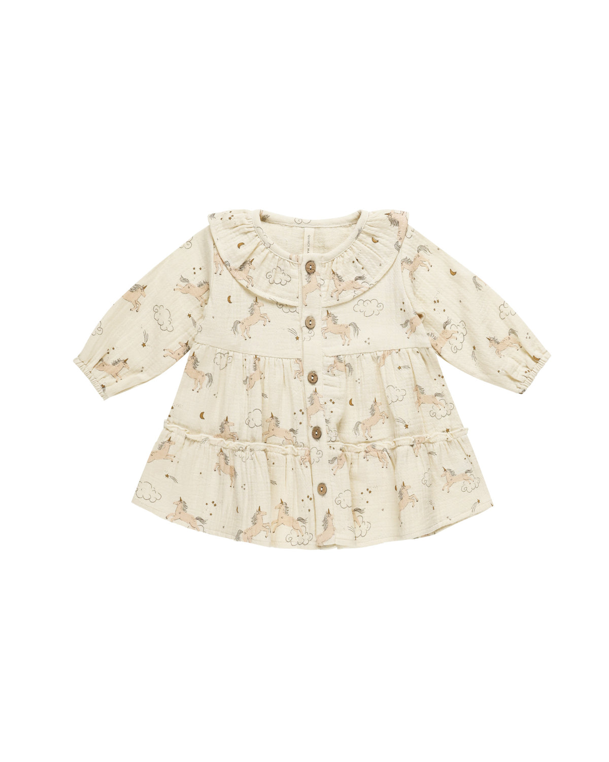 Quincy Mae RUFFLE COLLAR BUTTON DRESS || UNICORNS