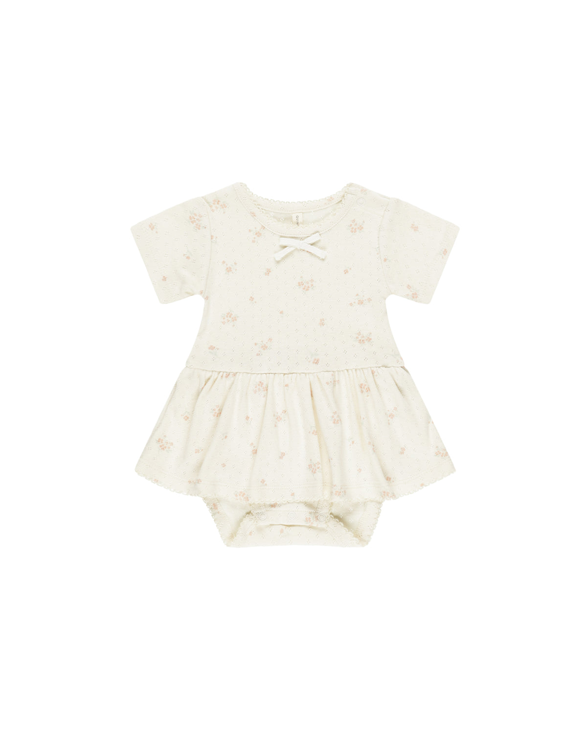 Quincy Mae POINTELLE SKIRTED BODYSUIT || PINK DITSY