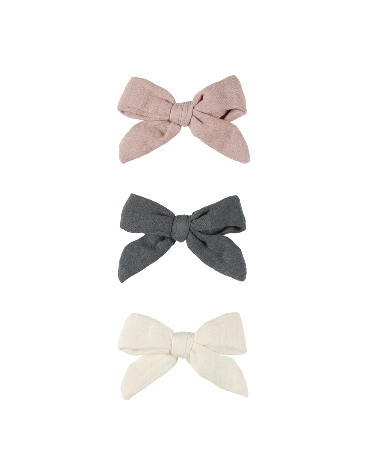 Quincy Mae BOW W. CLIP, SET OF 3 || INDIGO, MAUVE, IVORY