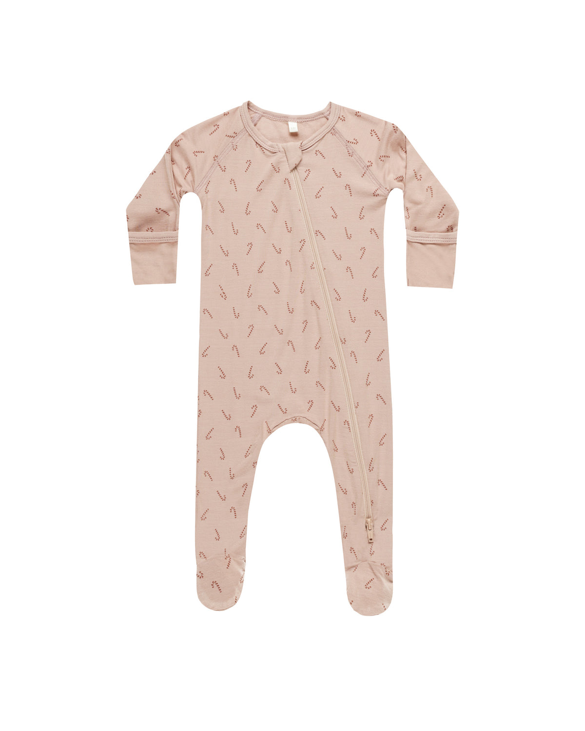 Quincy Mae BAMBOO ZIP FOOTIE || CANDY CANE