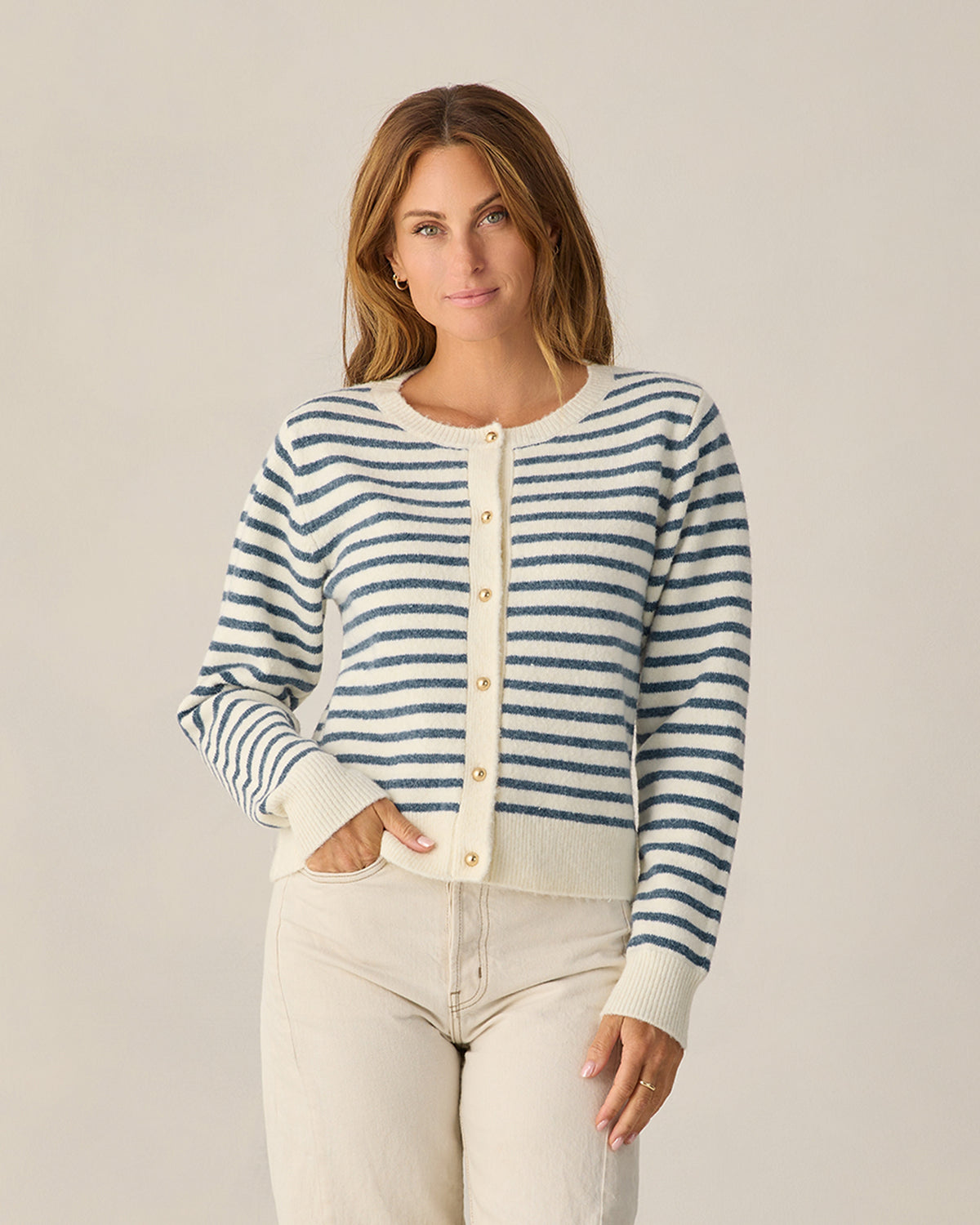 Rylee & Cru CLASSIC CARDIGAN MARITIME STRIPE