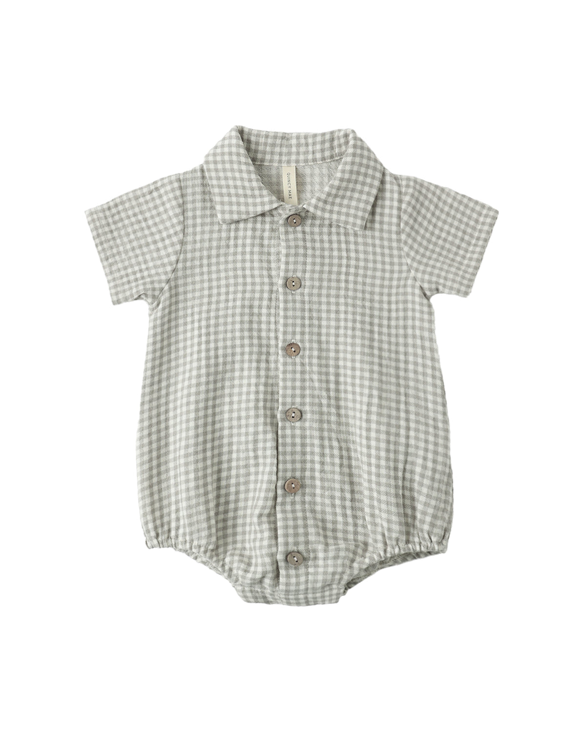 Quincy Mae MATTEO ROMPER SAGE GINGHAM