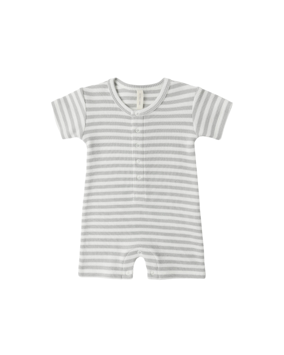 Quincy Mae WAFFLE SNAP ROMPER SAGE STRIPE