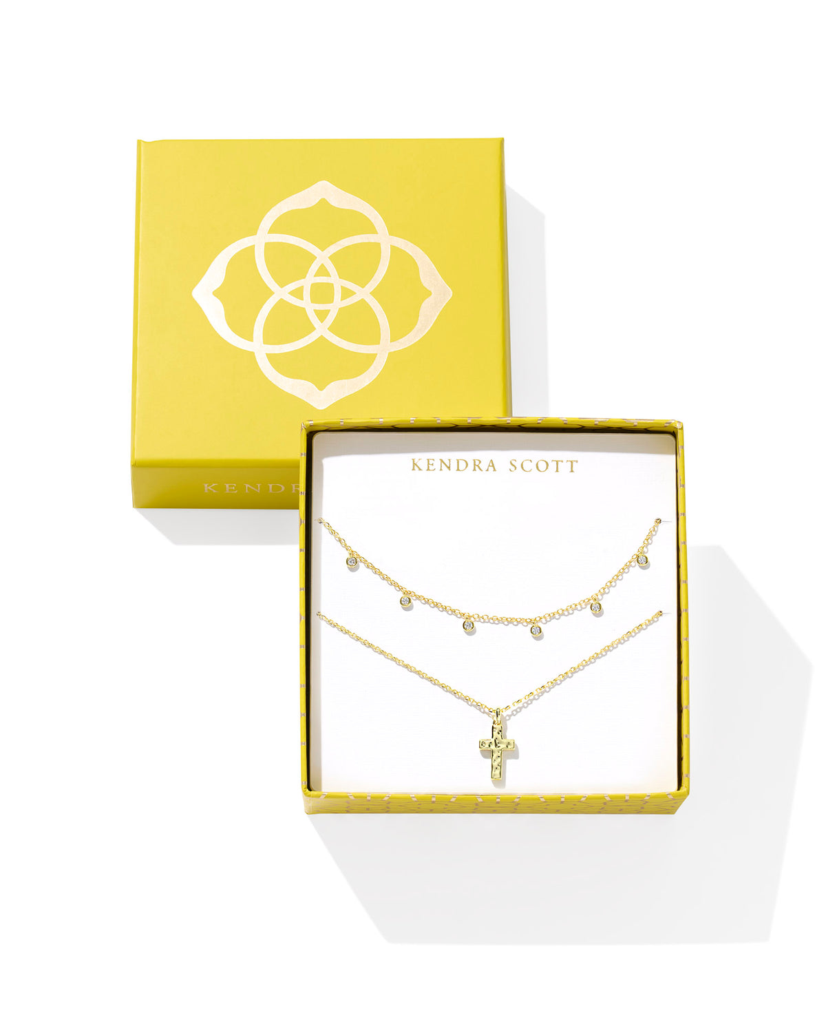 Kendra Scott AMELIA CROSS NECKLACE GIFT SET GOLD WHITE CZ