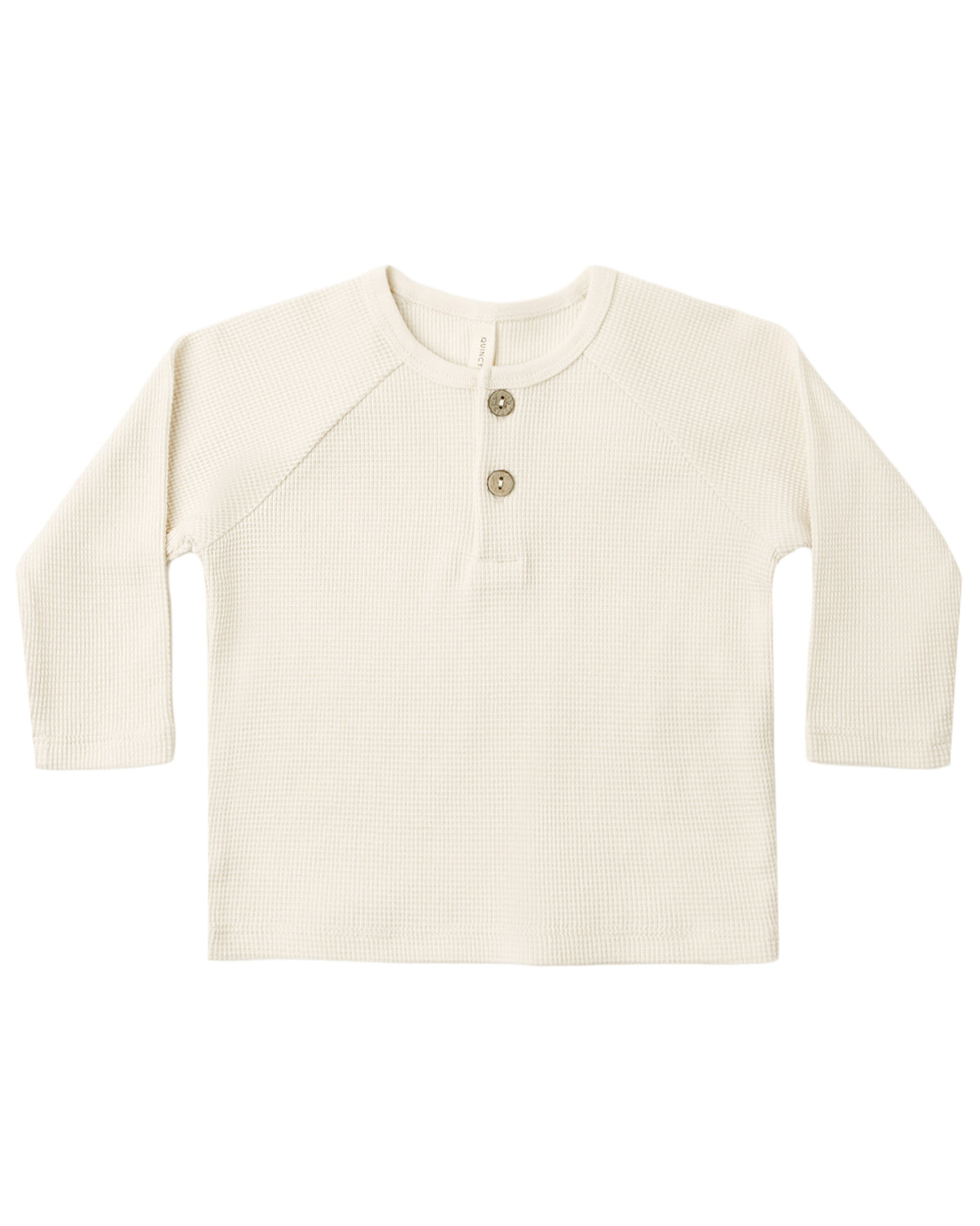 Quincy Mae HENLEY KNIT TOP NATURAL