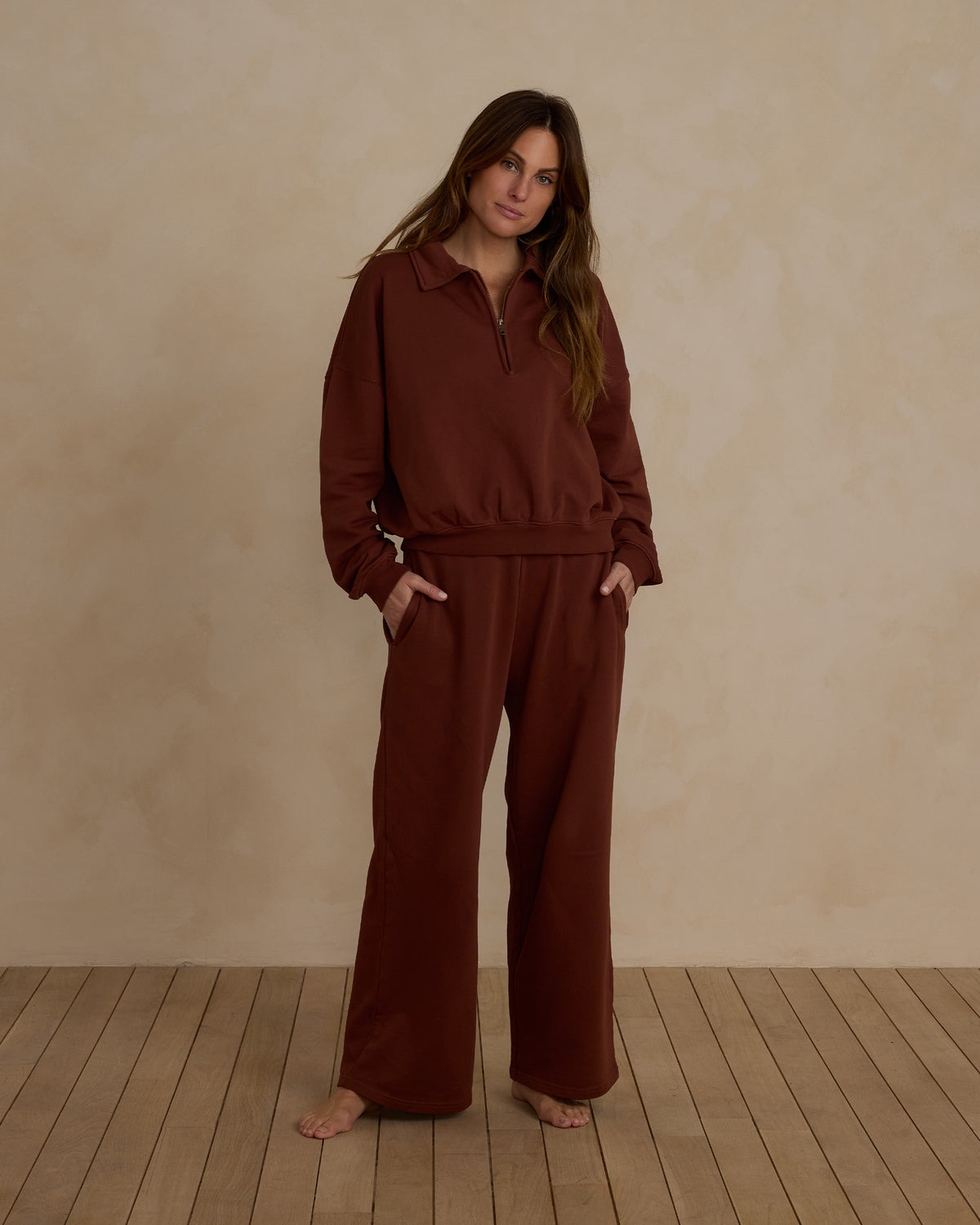 Rylee & Cru WIDE LEG SWEATPANT | BRICK