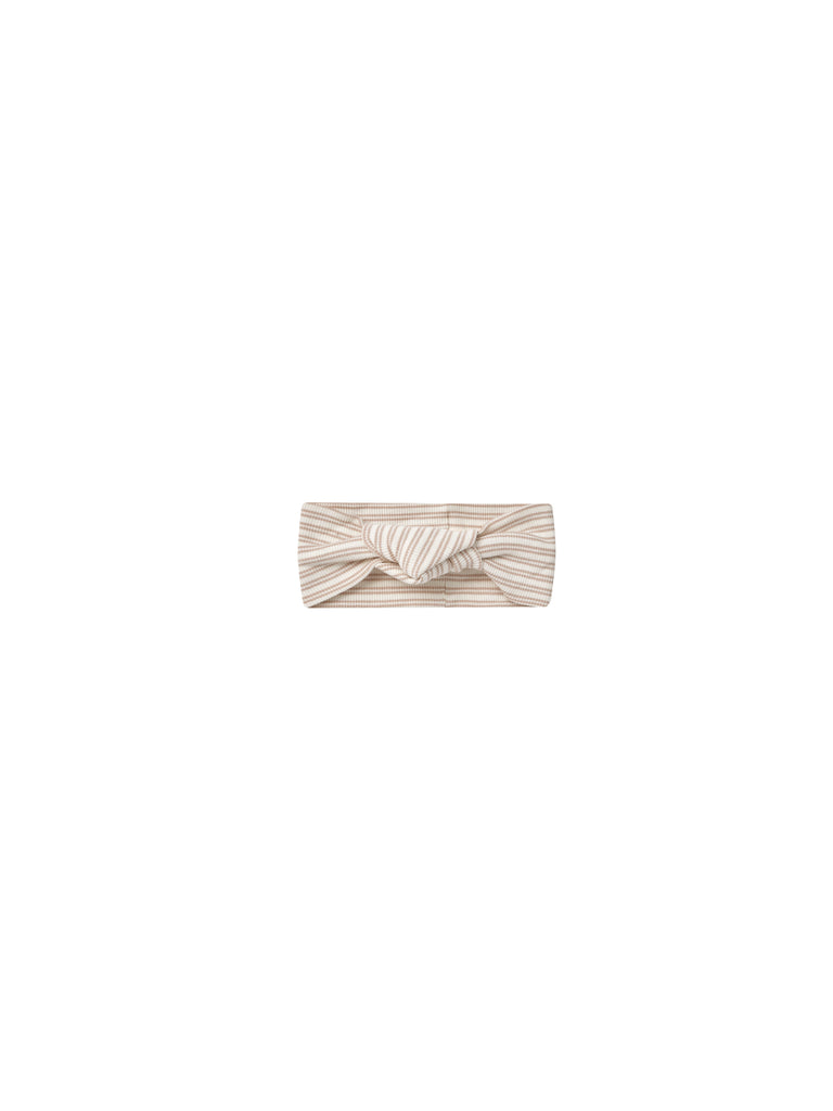 Quincy Mae RIBBED KNOTTED HEADBAND || OAT STRIPE
